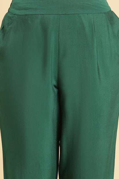 Green Solid Kurta, Pants And Jacquard Dupatta - wforwoman