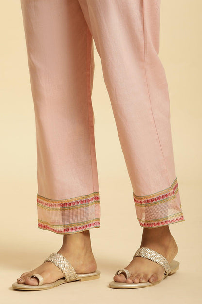 Pink Floral Motif Panelled Kurta And Pants Set - wforwoman