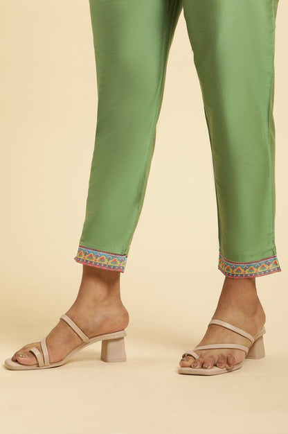 Green Embroidered Kurta, Pants And Printed Dupatta Set - wforwoman