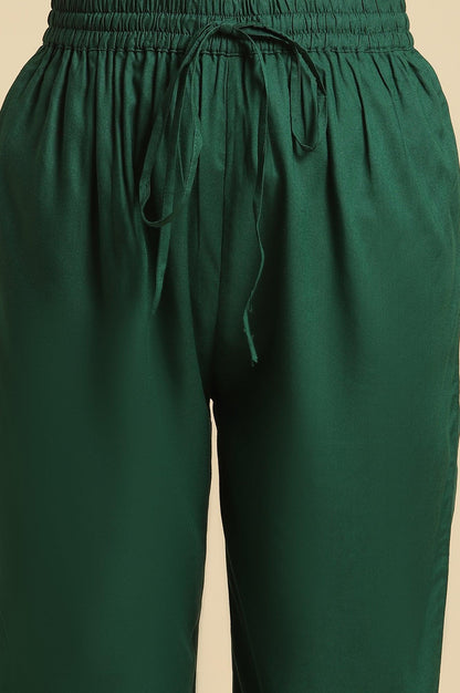 Dark Green Floral Printed Kurta, Pants &amp; Dupatta Set - wforwoman