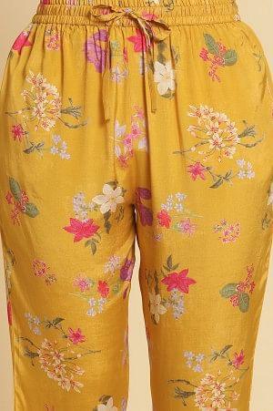 Yellow Printed Embroidered Kurta, Pants And Dupatta Set - wforwoman