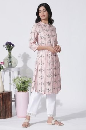 Pink Geometric Printed Shirt Kurta And Pants Set