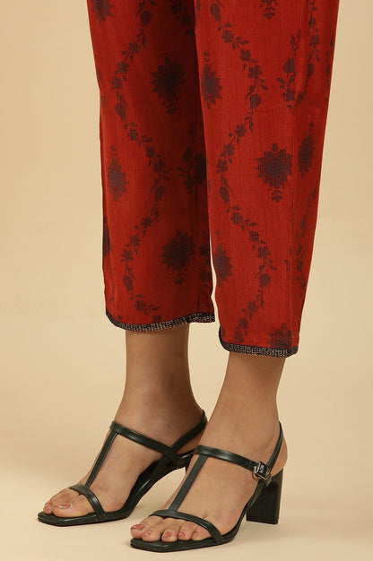 Red Sequined Printed Kurta, Pants And Dupatta Set - wforwoman