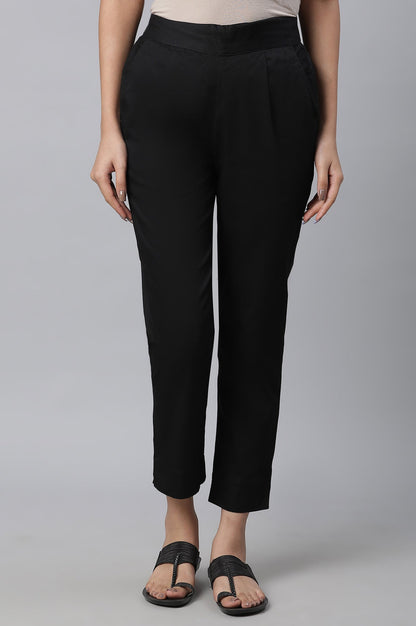 Black Cotton Basic Trouser Pants