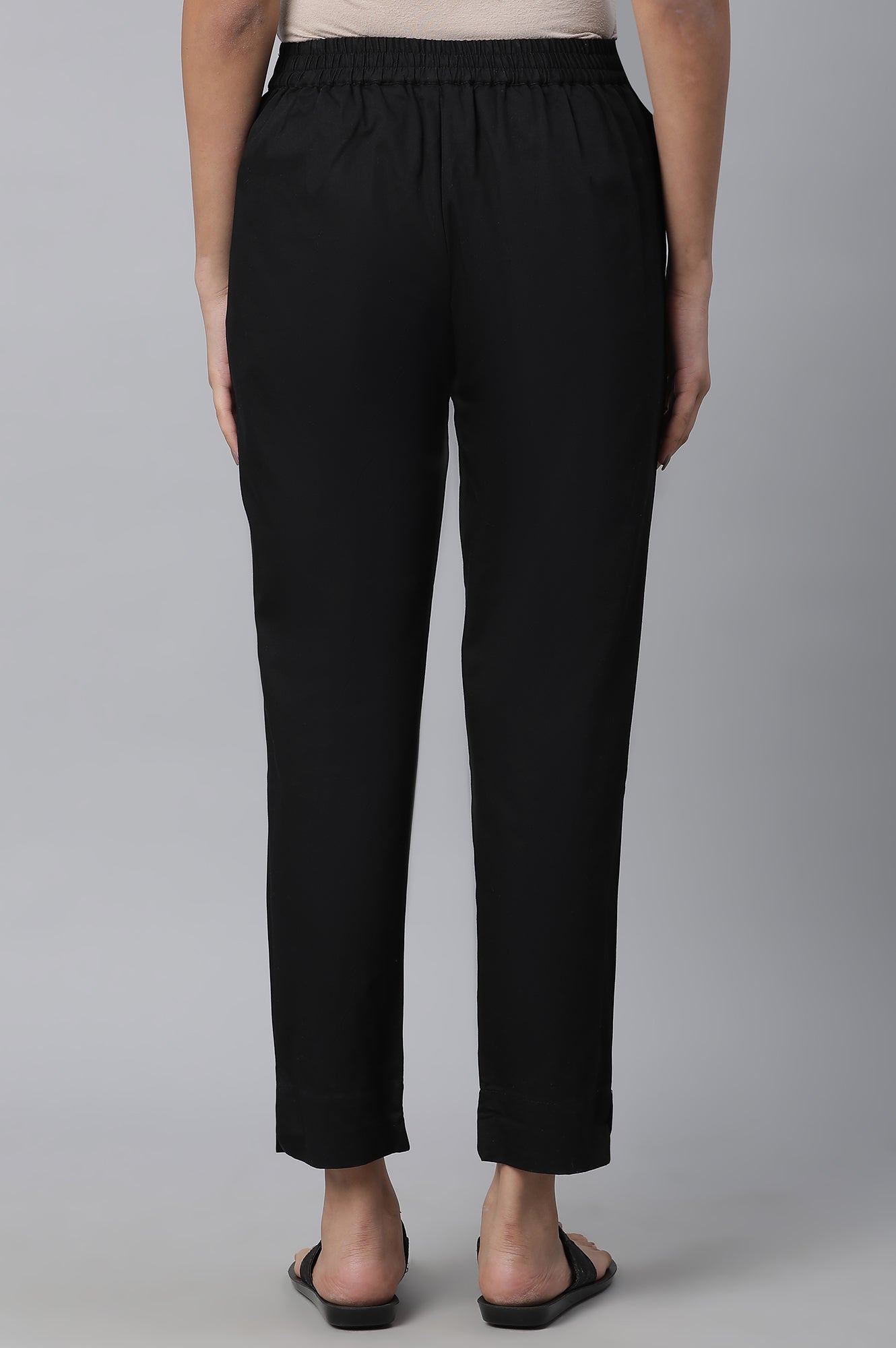 Black Cotton Basic Trouser Pants