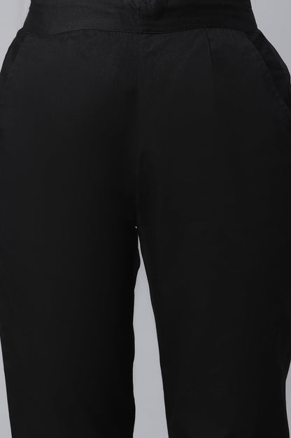 Black Cotton Basic Trouser Pants