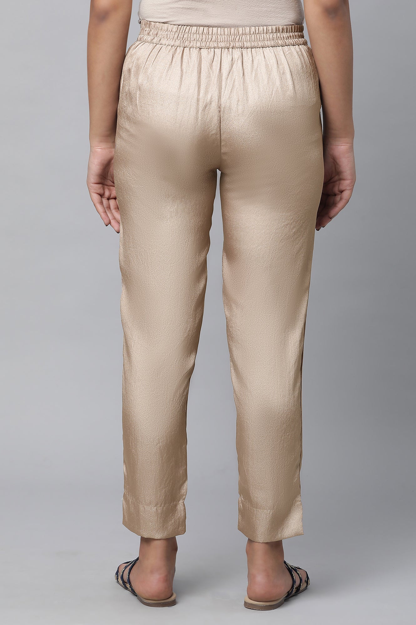 Antique Gold Pants in Korean Satin