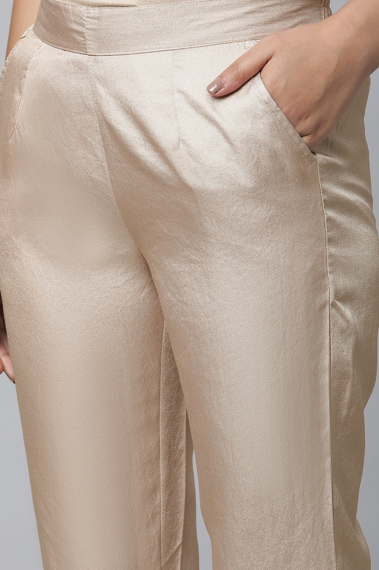 Antique Gold Pants in Korean Satin