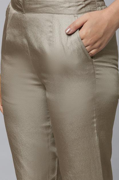 Green Solid Trouser Pants in Korean Silk