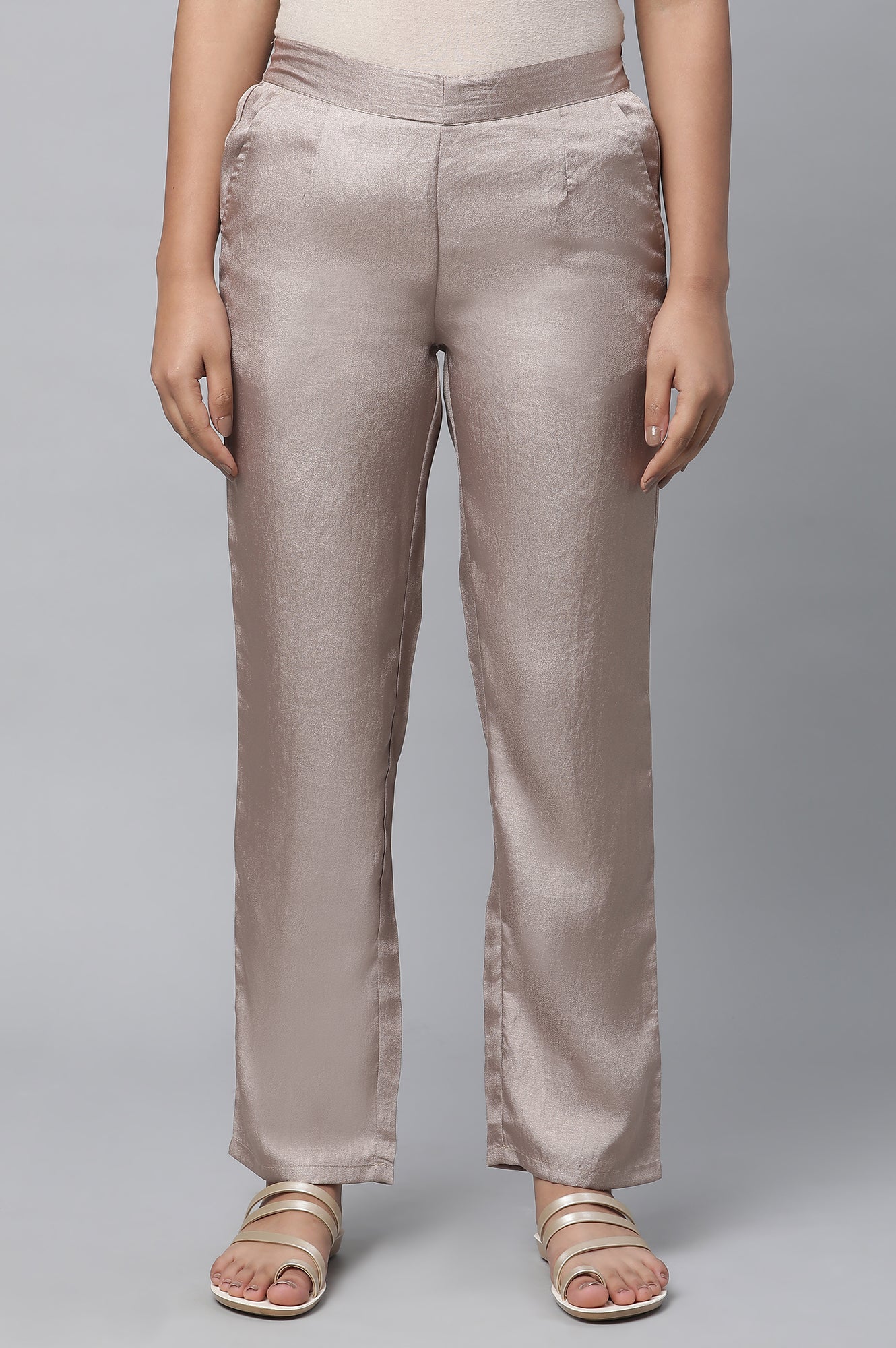 Antique Gold Pants in Korean Satin