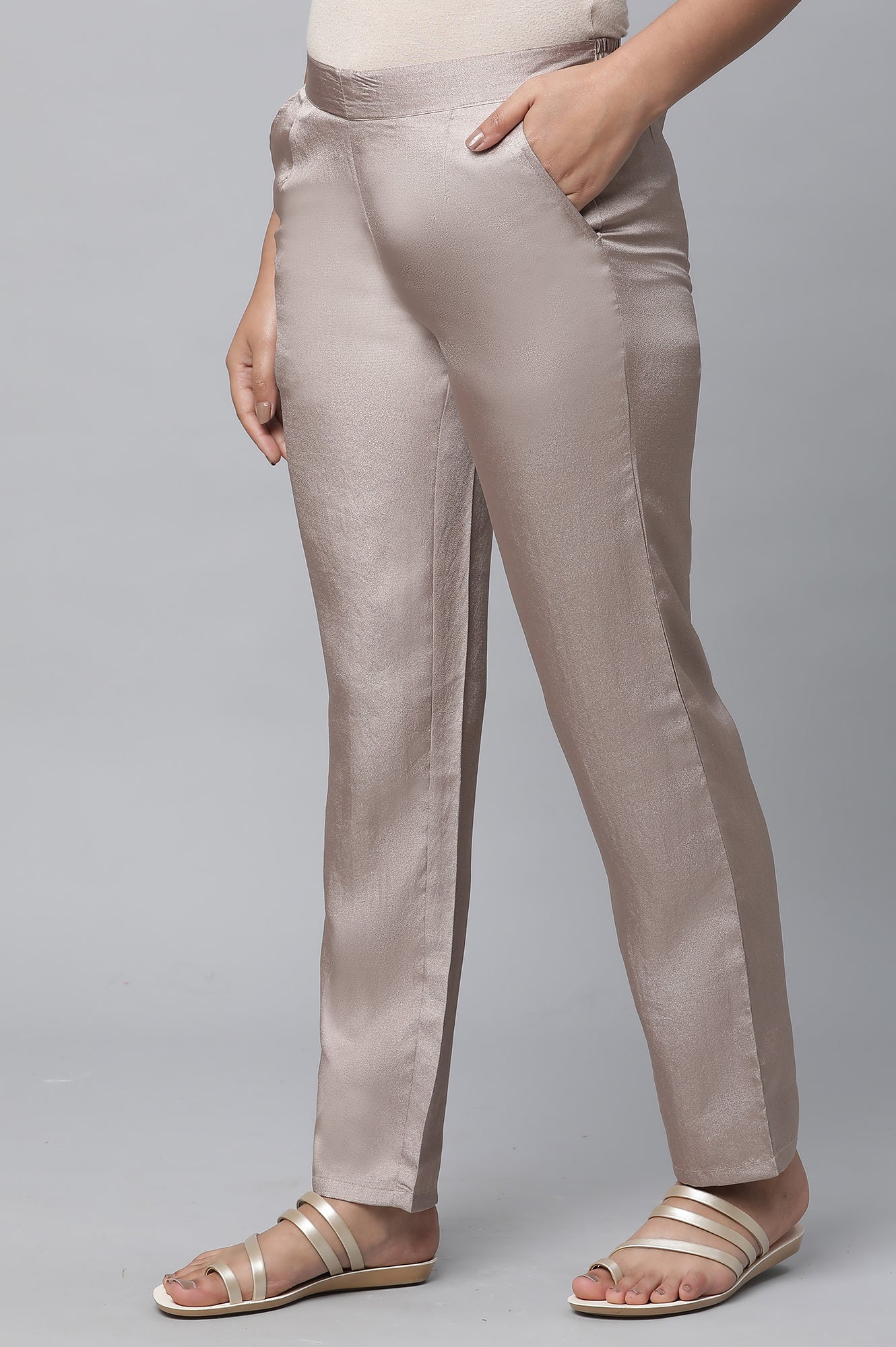 Antique Gold Pants in Korean Satin