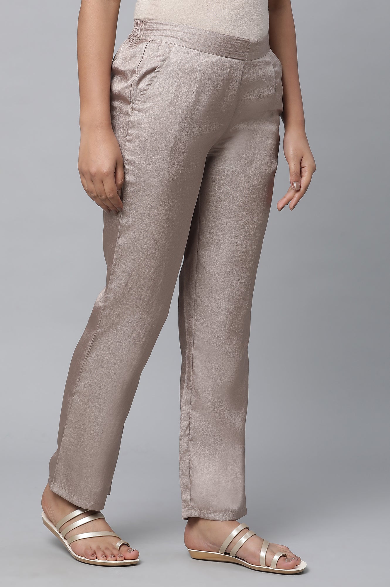 Antique Gold Pants in Korean Satin