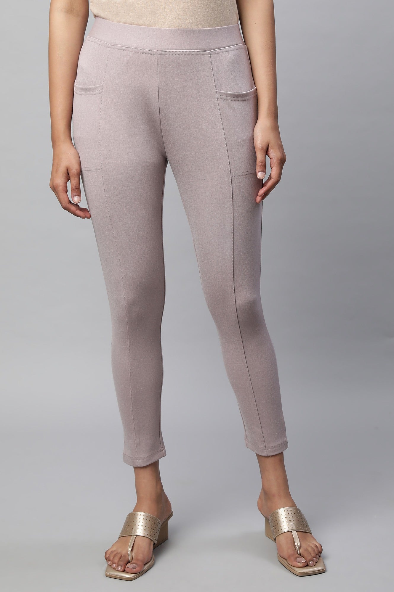 Mauve Solid Yoga Tights