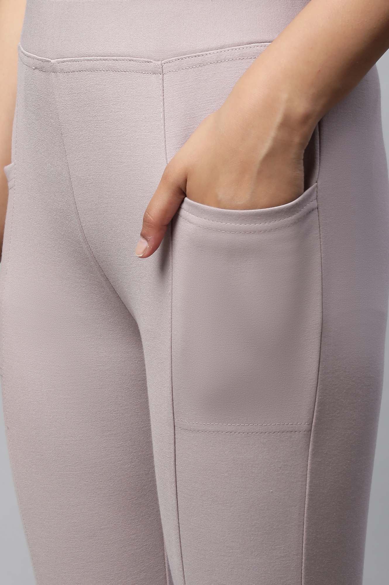 Mauve Solid Yoga Tights