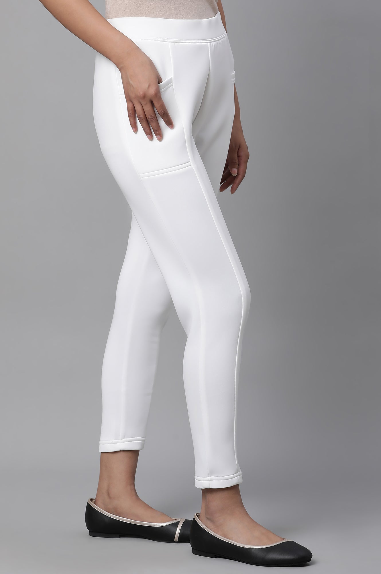 White Solid Yoga Tights