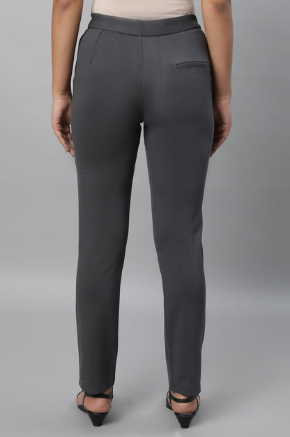 Grey Solid Pintuck Trousers