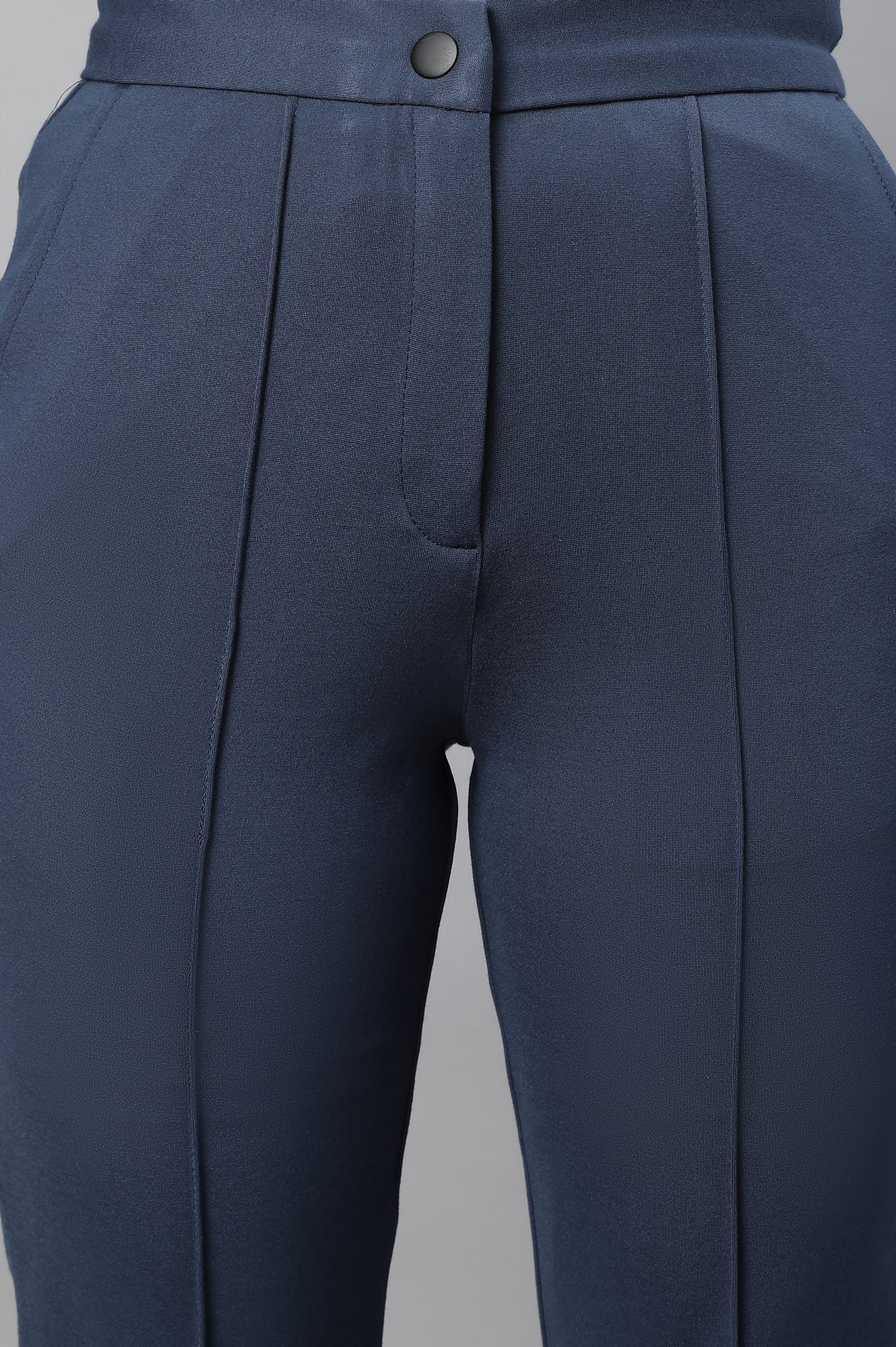 Blue Solid Pintuck Trousers