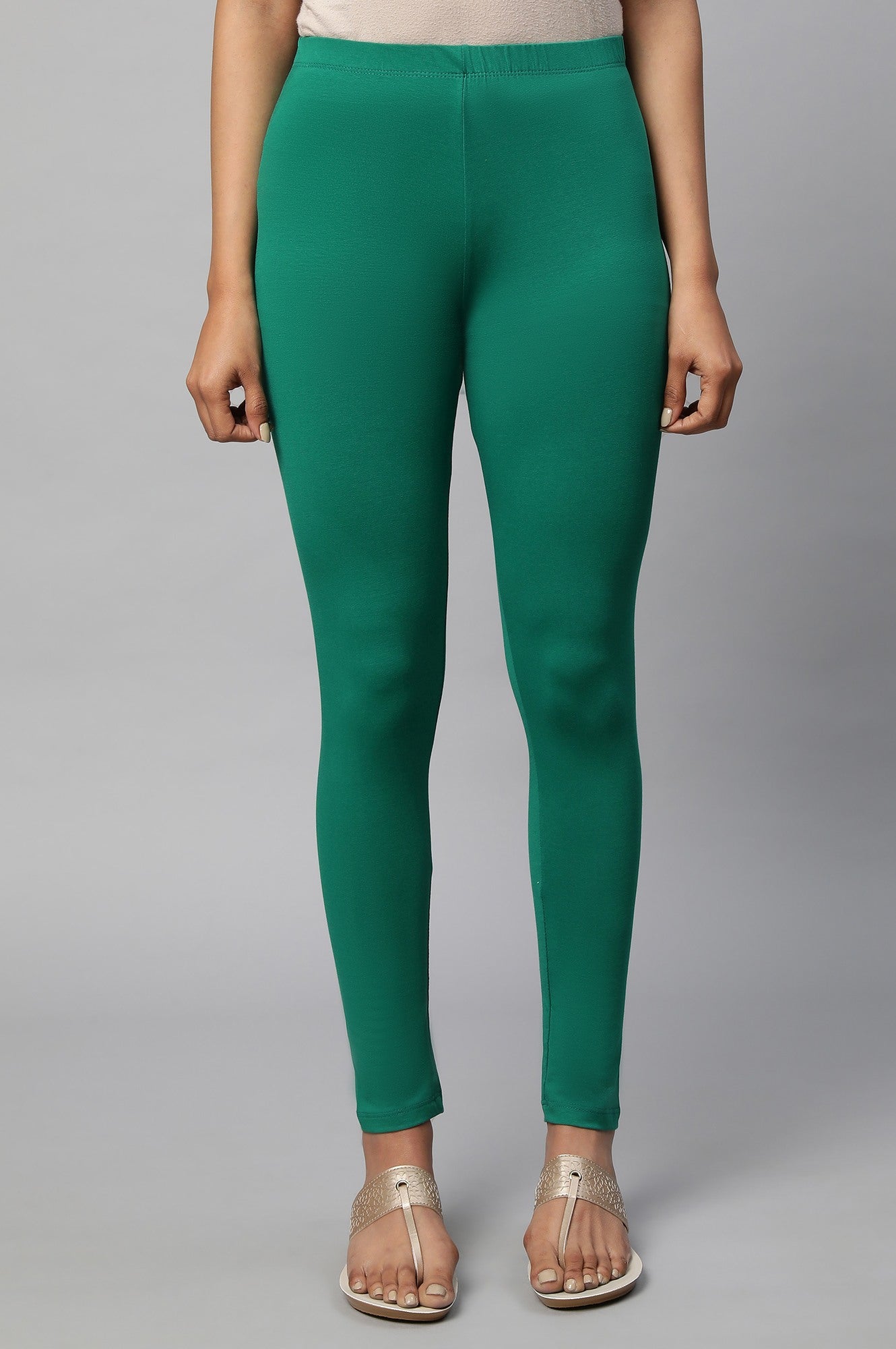 Green Cotton Lycra Tights