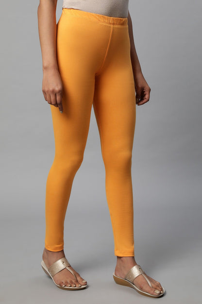 Orange Cotton Lycra Tights