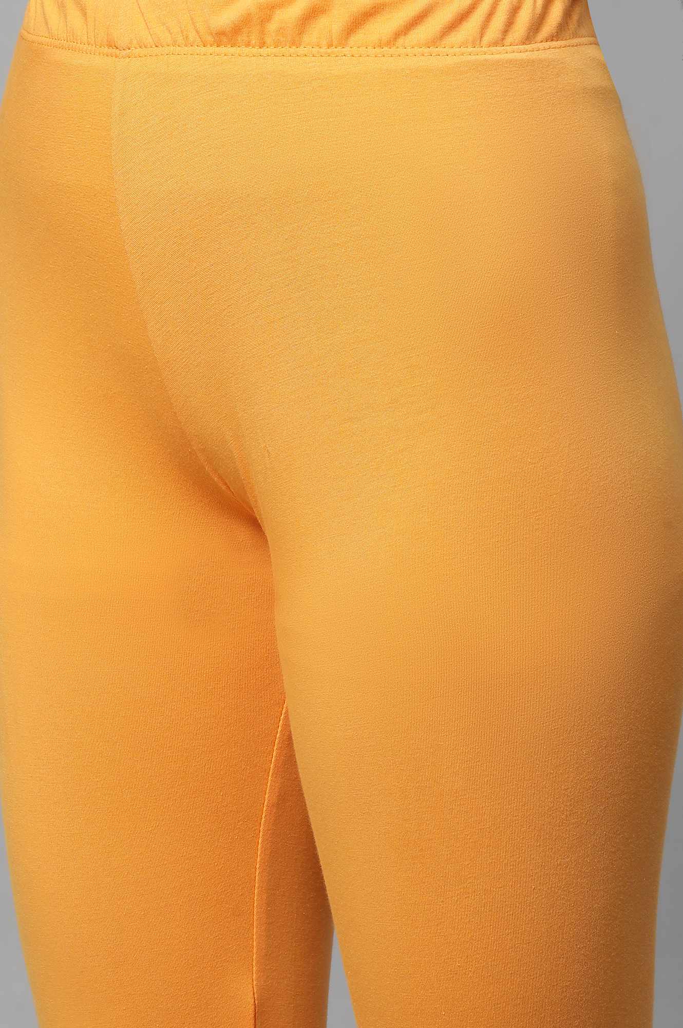 Orange Cotton Lycra Tights