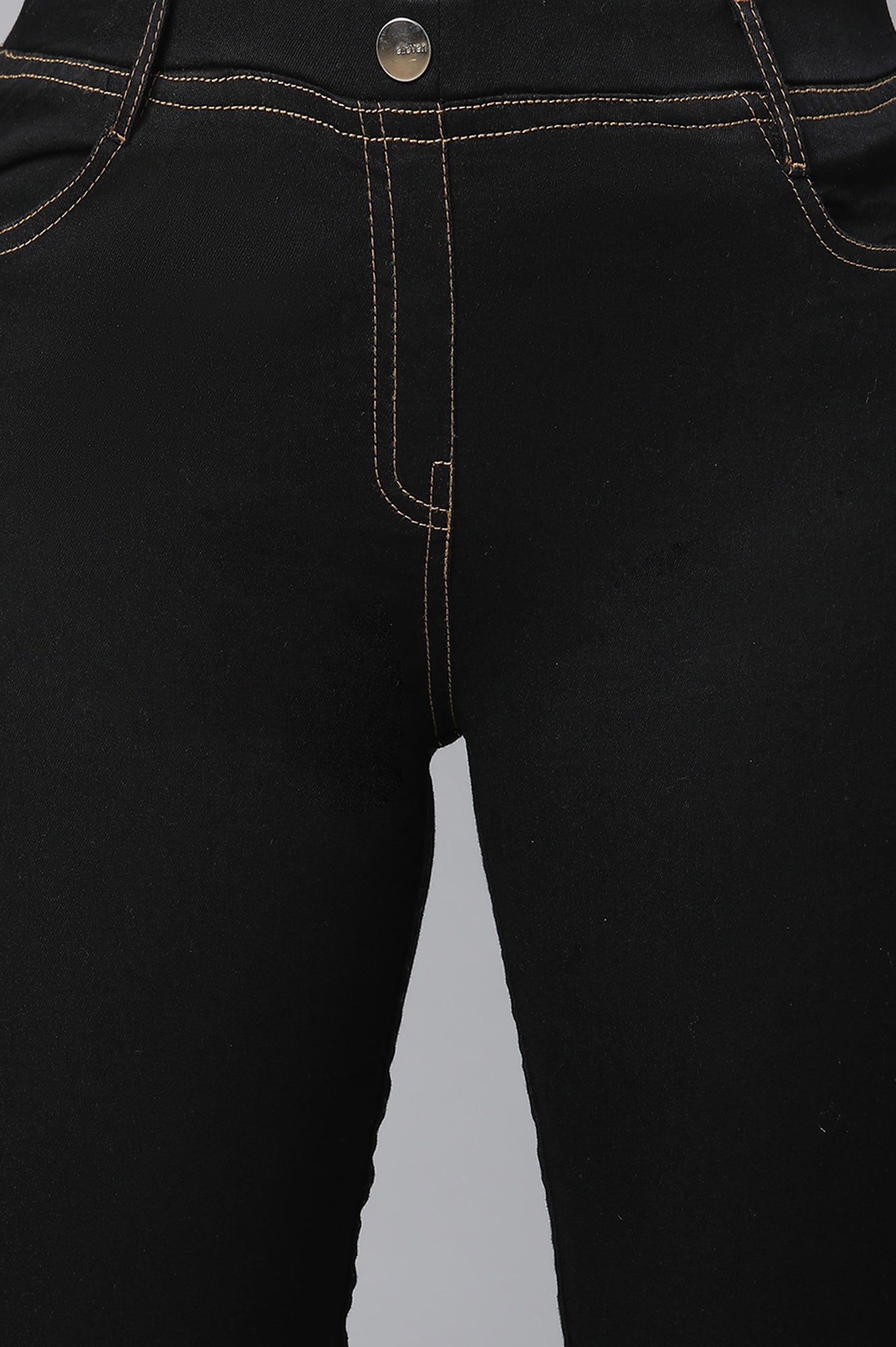 Black Solid Denim Jeggings