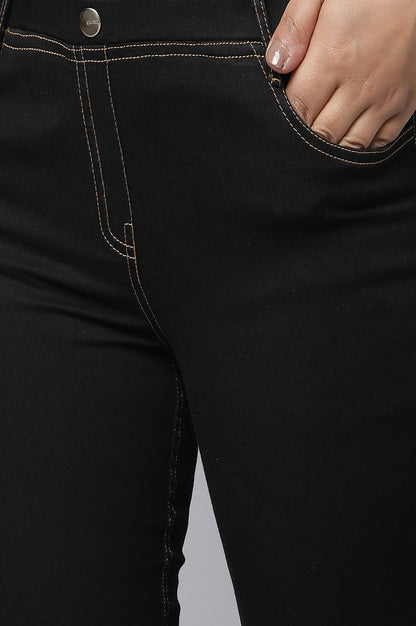 Black Solid Denim Jeggings