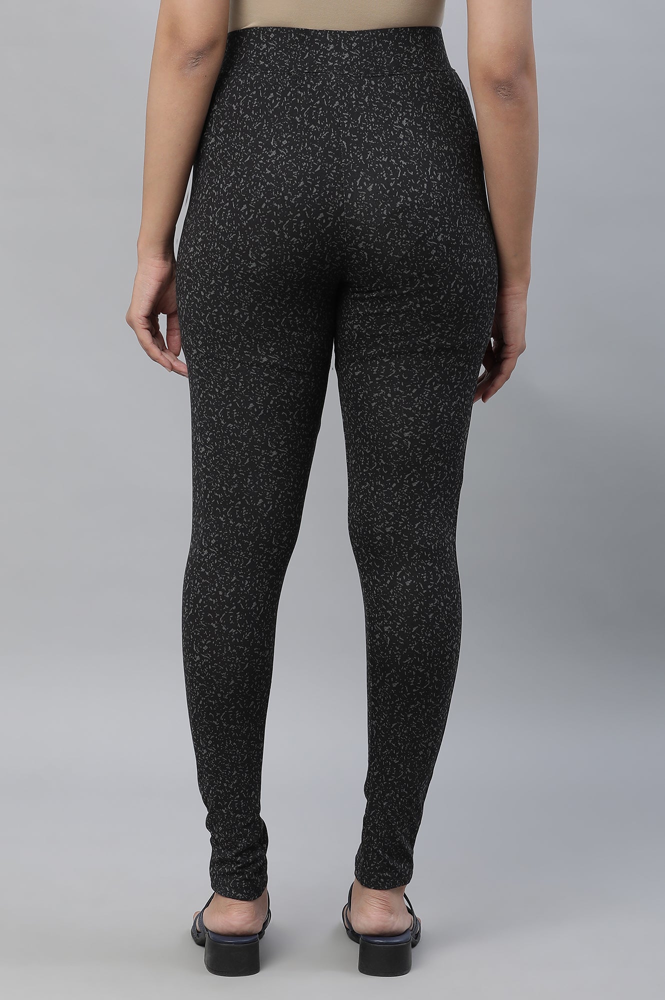 Black Printed Yoga Tights