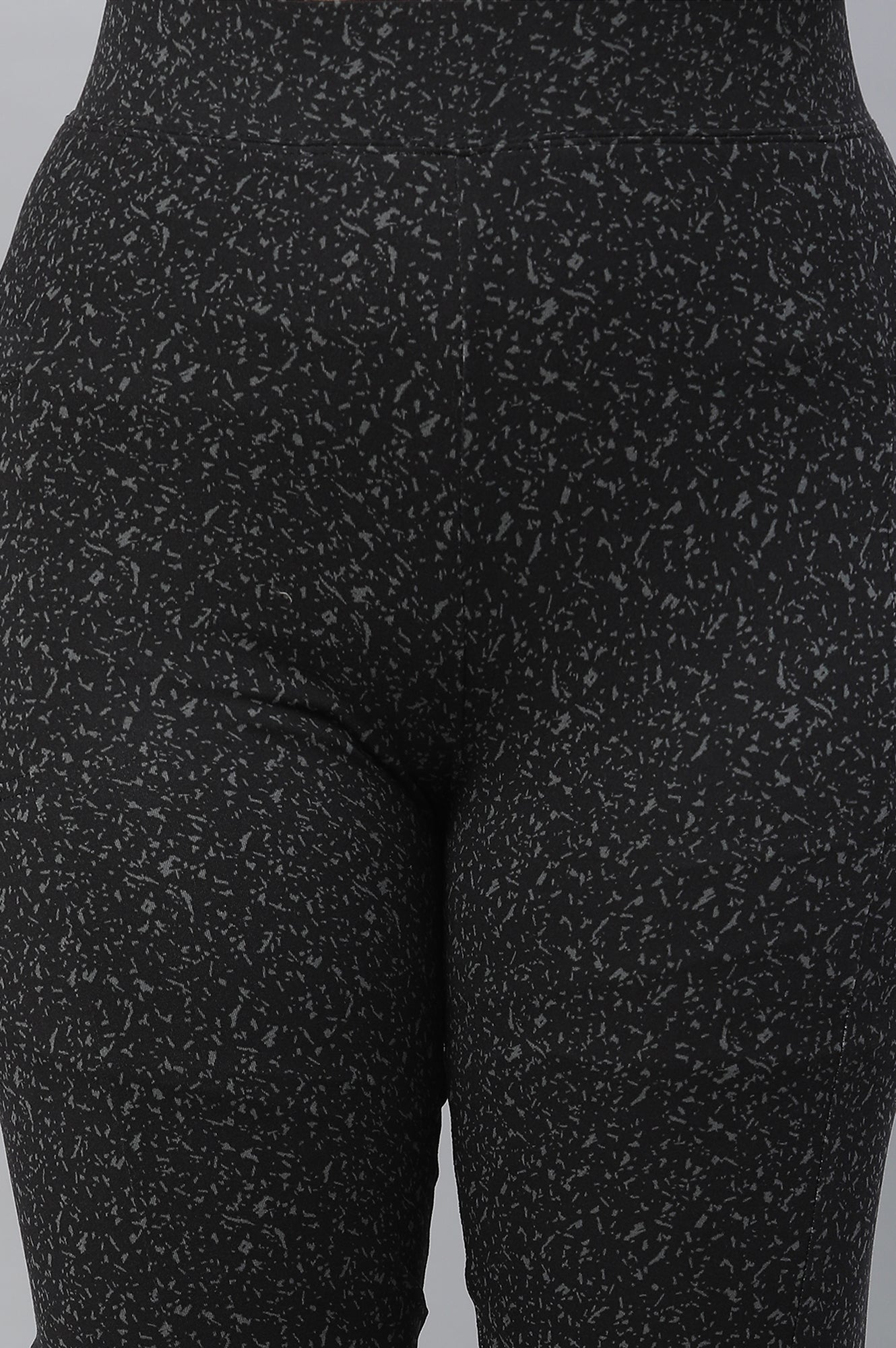 Black Printed Yoga Tights