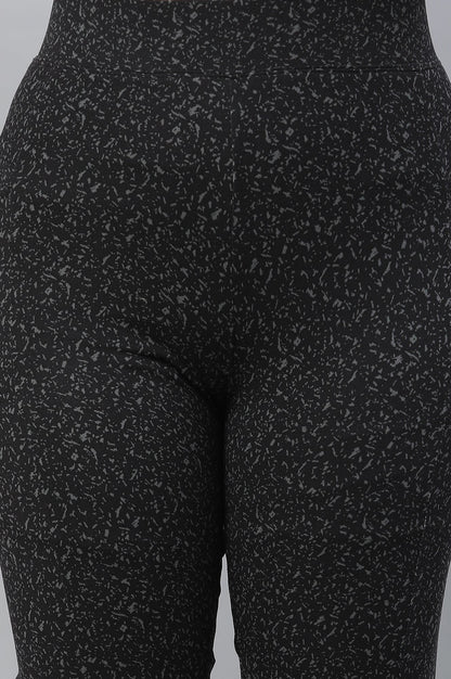 Black Printed Yoga Tights