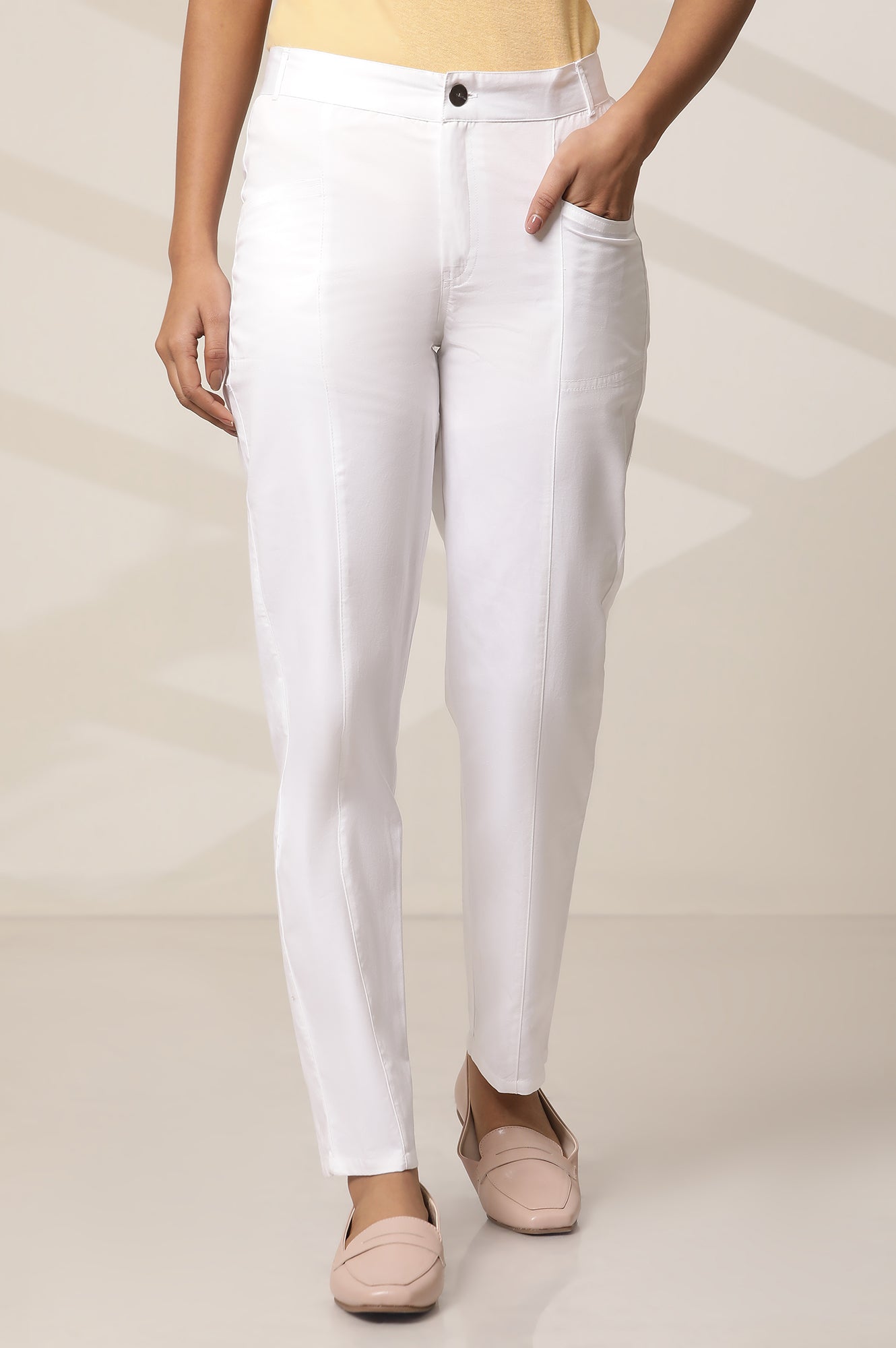 White Casual Slim Fit Trouser Pants