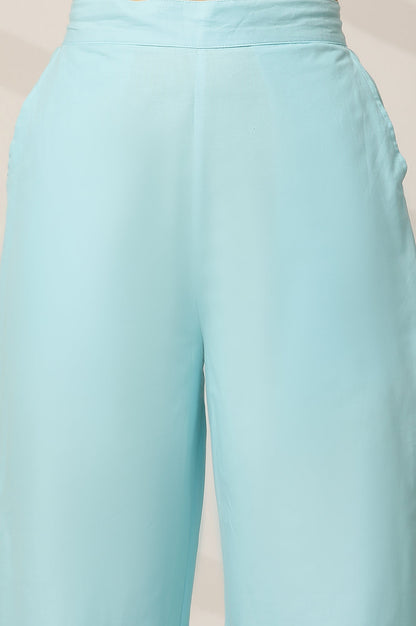 Blue Schiffli Palazzo Pants