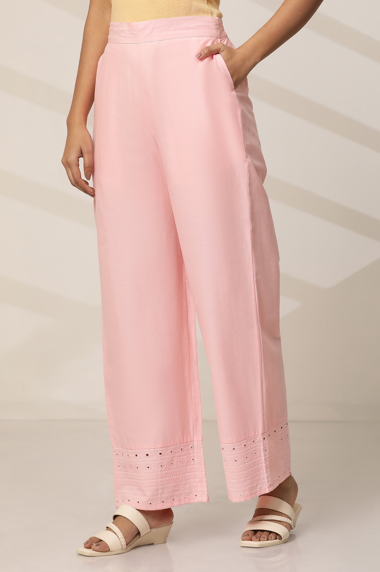 Pink Schiffli Palazzo Pants