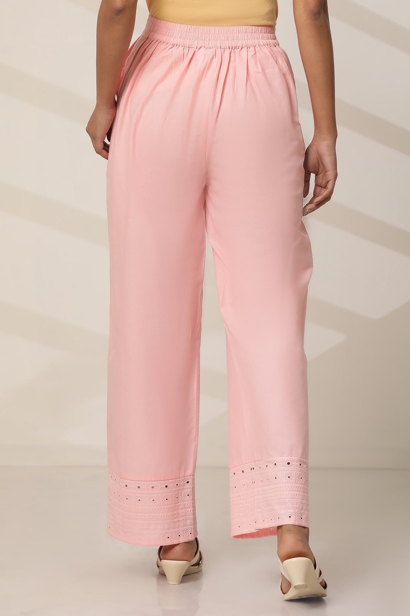 Pink Schiffli Palazzo Pants