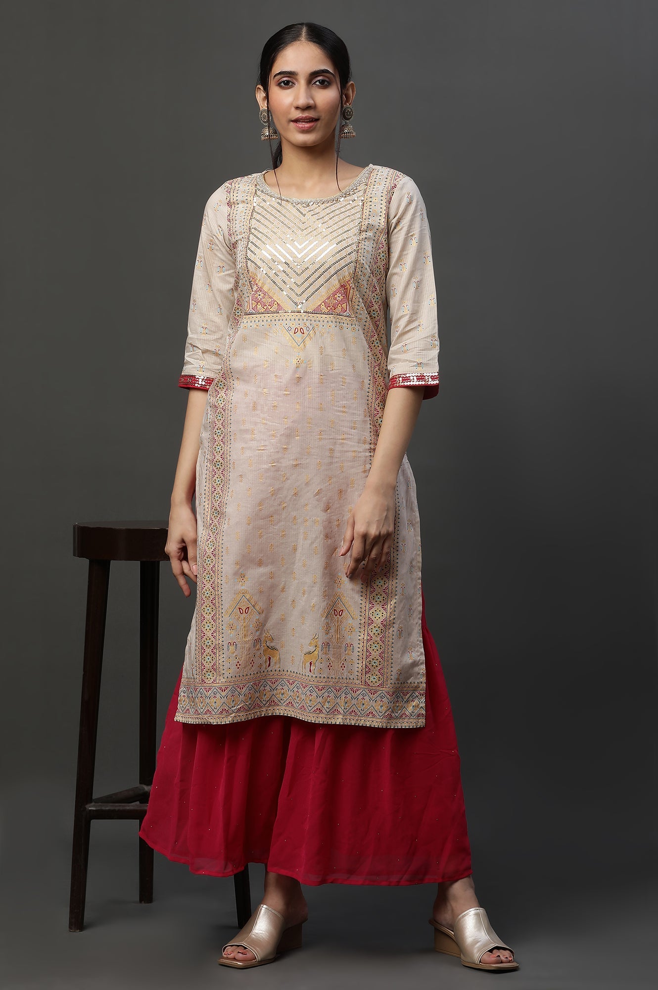 Pink Tiered Georgette Festive Sharara