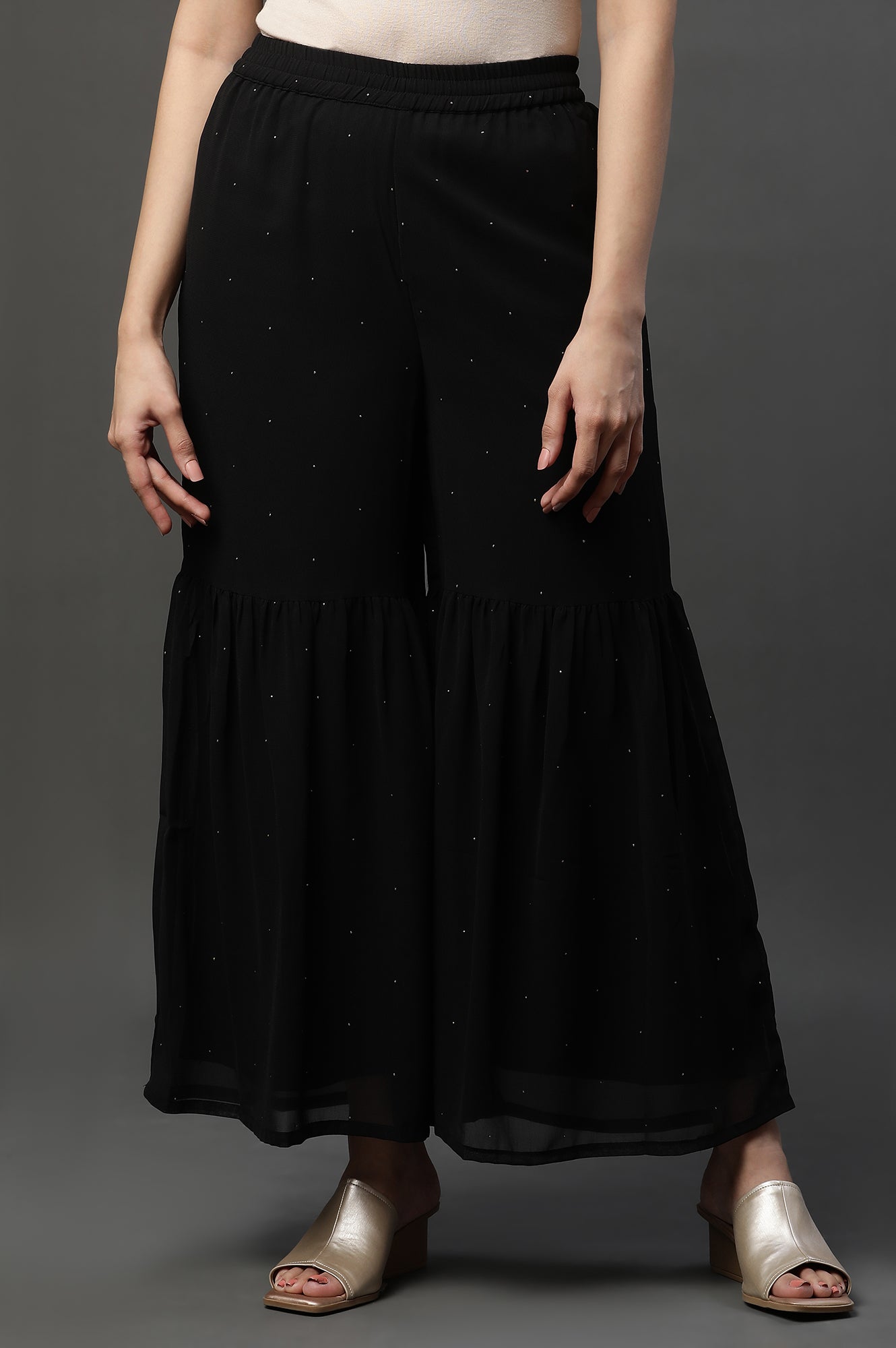 Black Tiered Georgette Festive Sharara