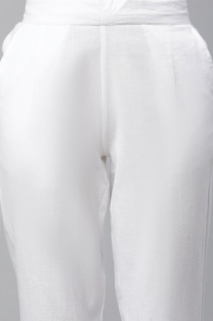 White Lace Inserted Pintuck Trousers