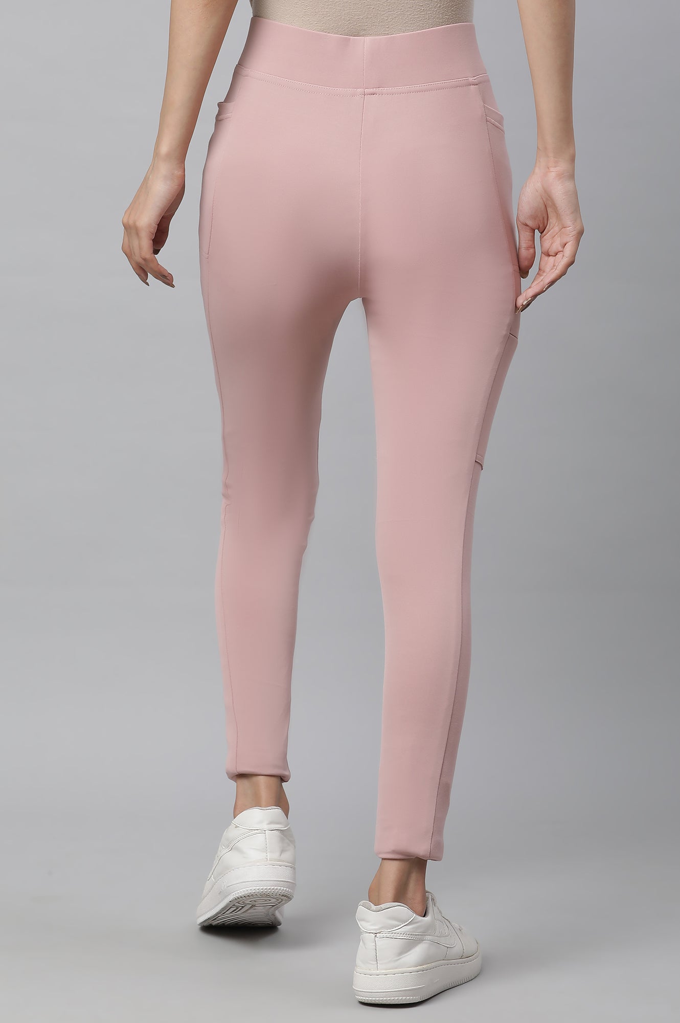 Pink Solid Travel Tights