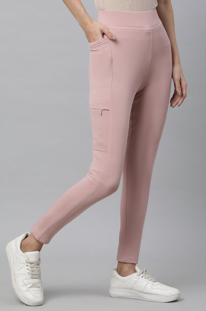 Pink Solid Travel Tights