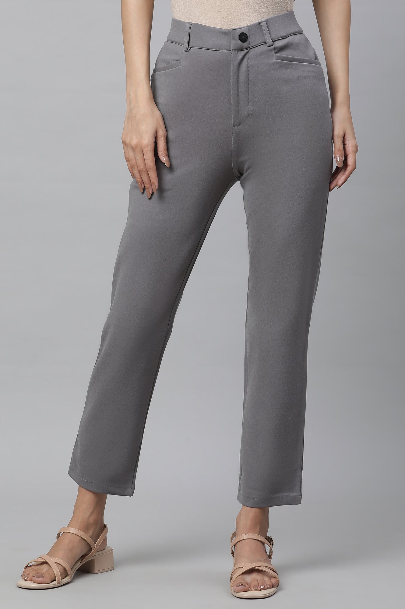 Grey Slim Fit Trouser Pants