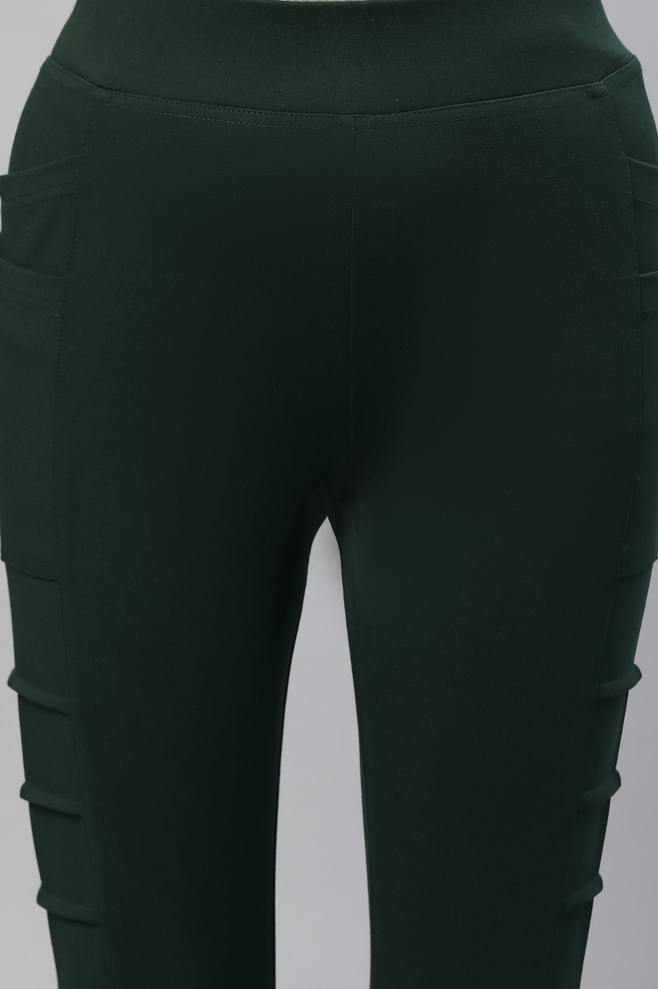 Bottle Green Solid Yoga Tights