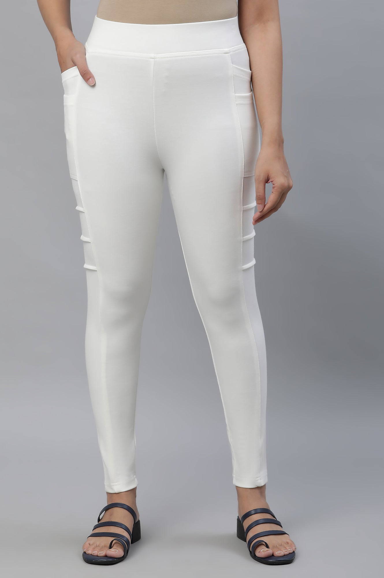 White Solid Yoga Tights