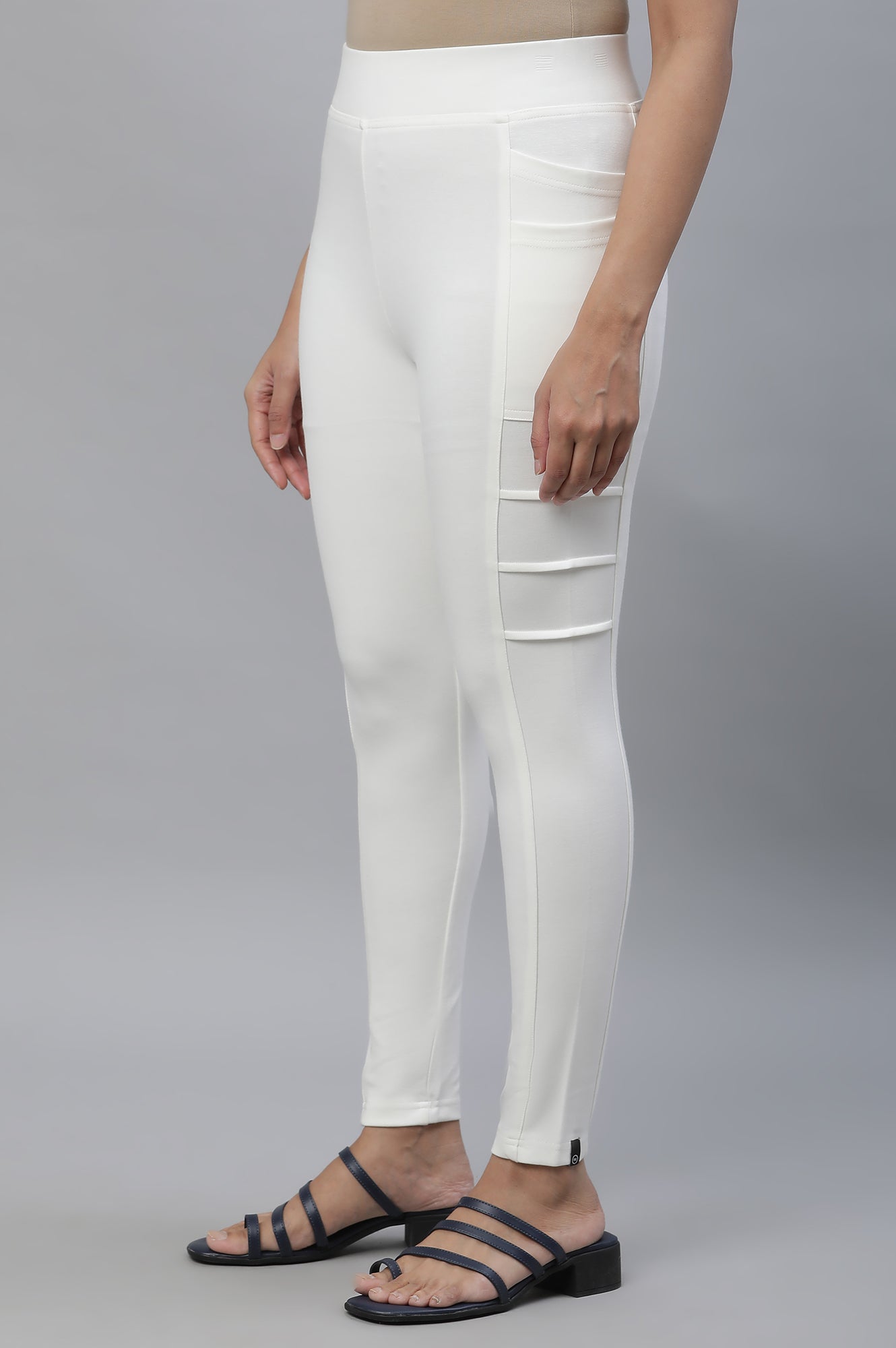 White Solid Yoga Tights