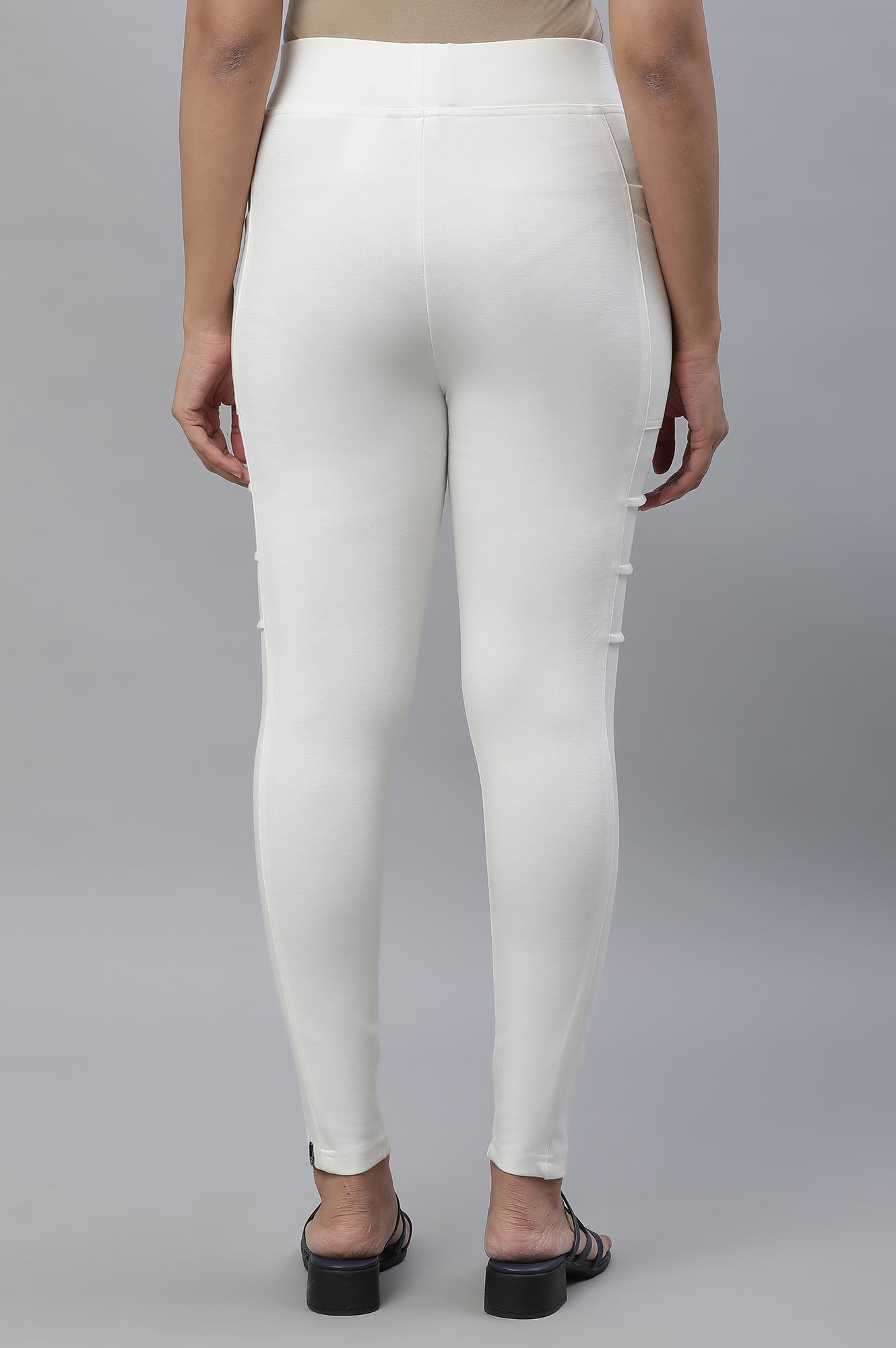 White Solid Yoga Tights