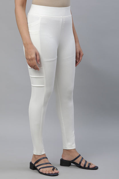 White Solid Yoga Tights