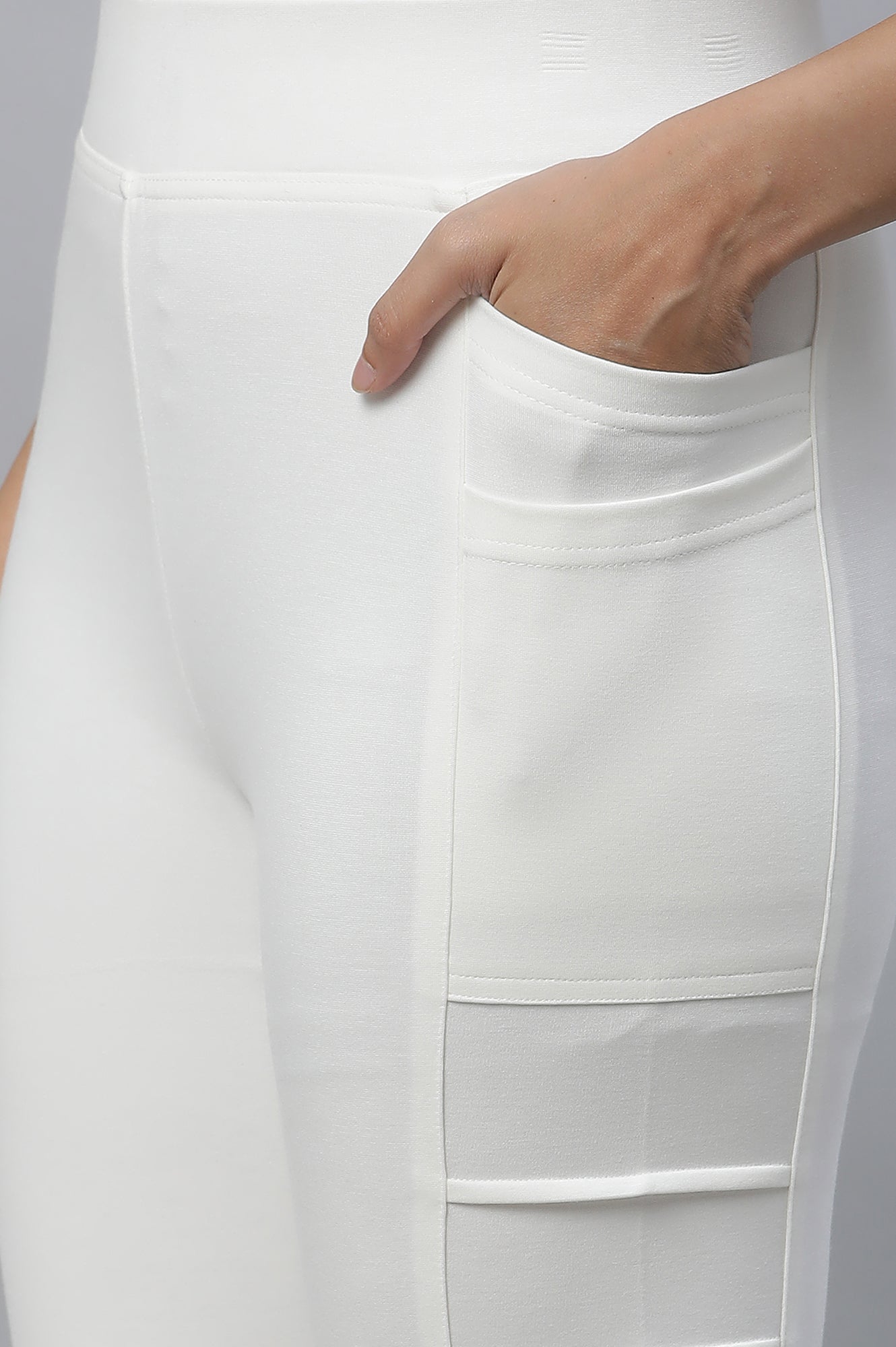 White Solid Yoga Tights