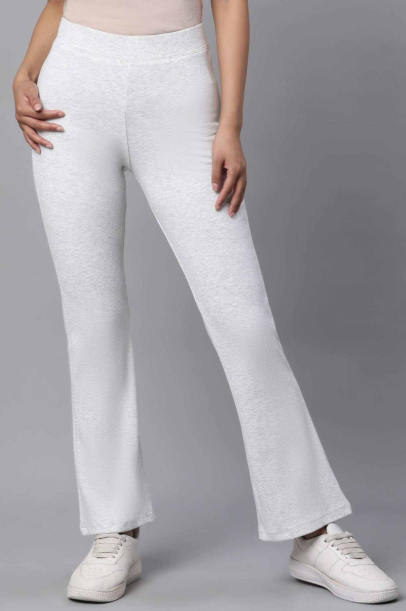 White Boot-Cut Flared Pants