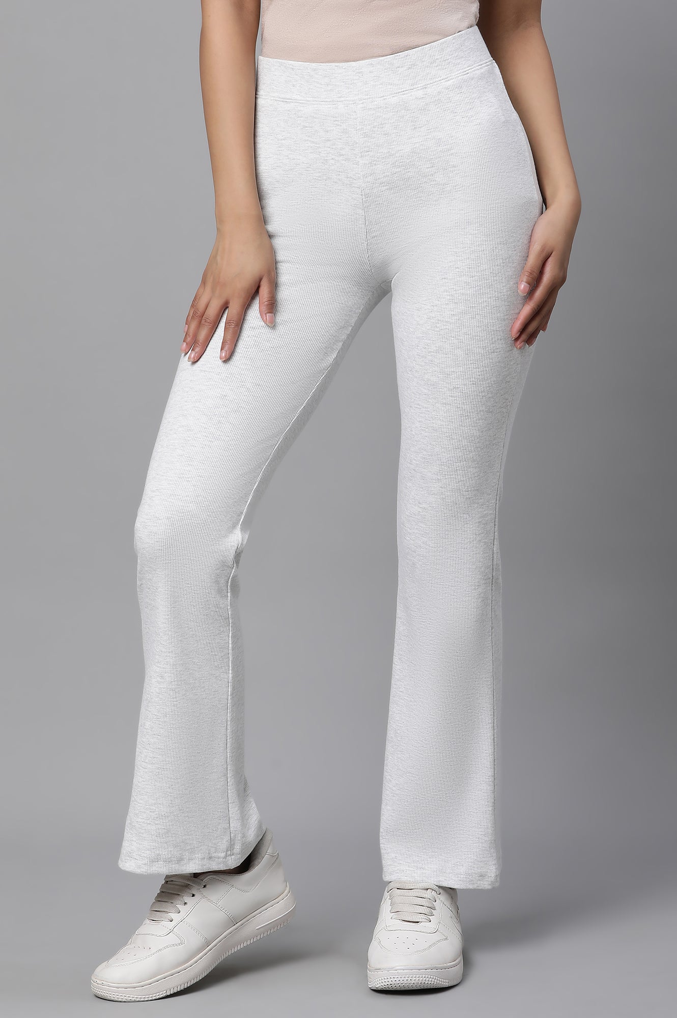 White Boot-Cut Flared Pants