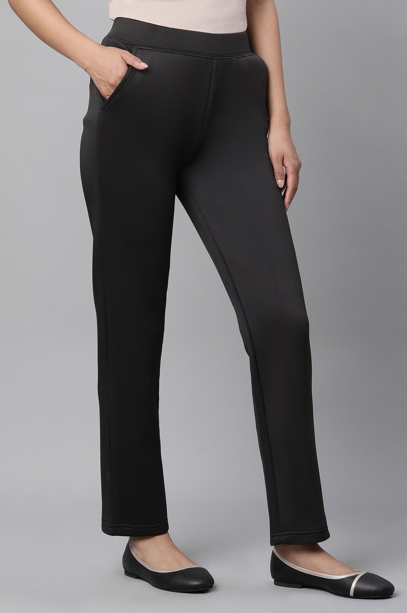 Black Casual Straight Fit Pants