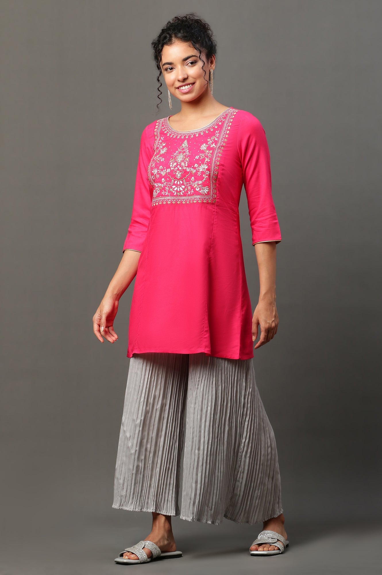 Silver Pleated Flared Sharara