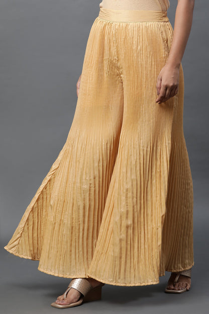 Gold Pleated Festive Sharara